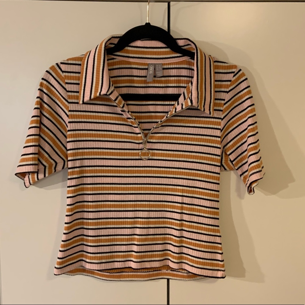 ASOS Stripe Zip Crop Top